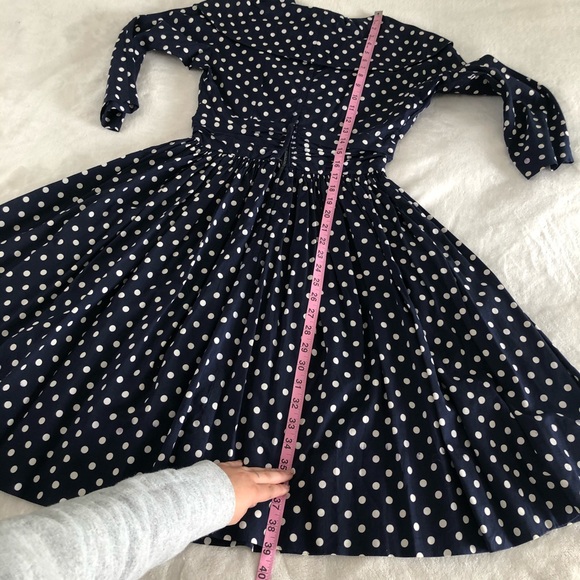 VINTAGE/ 1950s belted polka dot swing dress - Picture 11 of 15